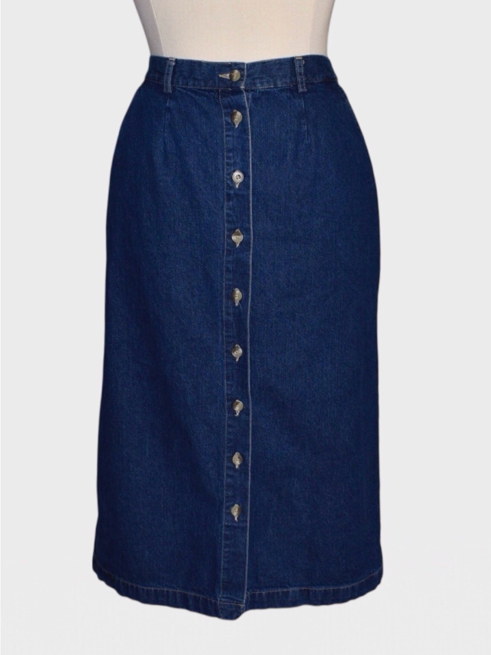 Vintage Cabin Creek Button Front Cotton Denim Midi Skirt